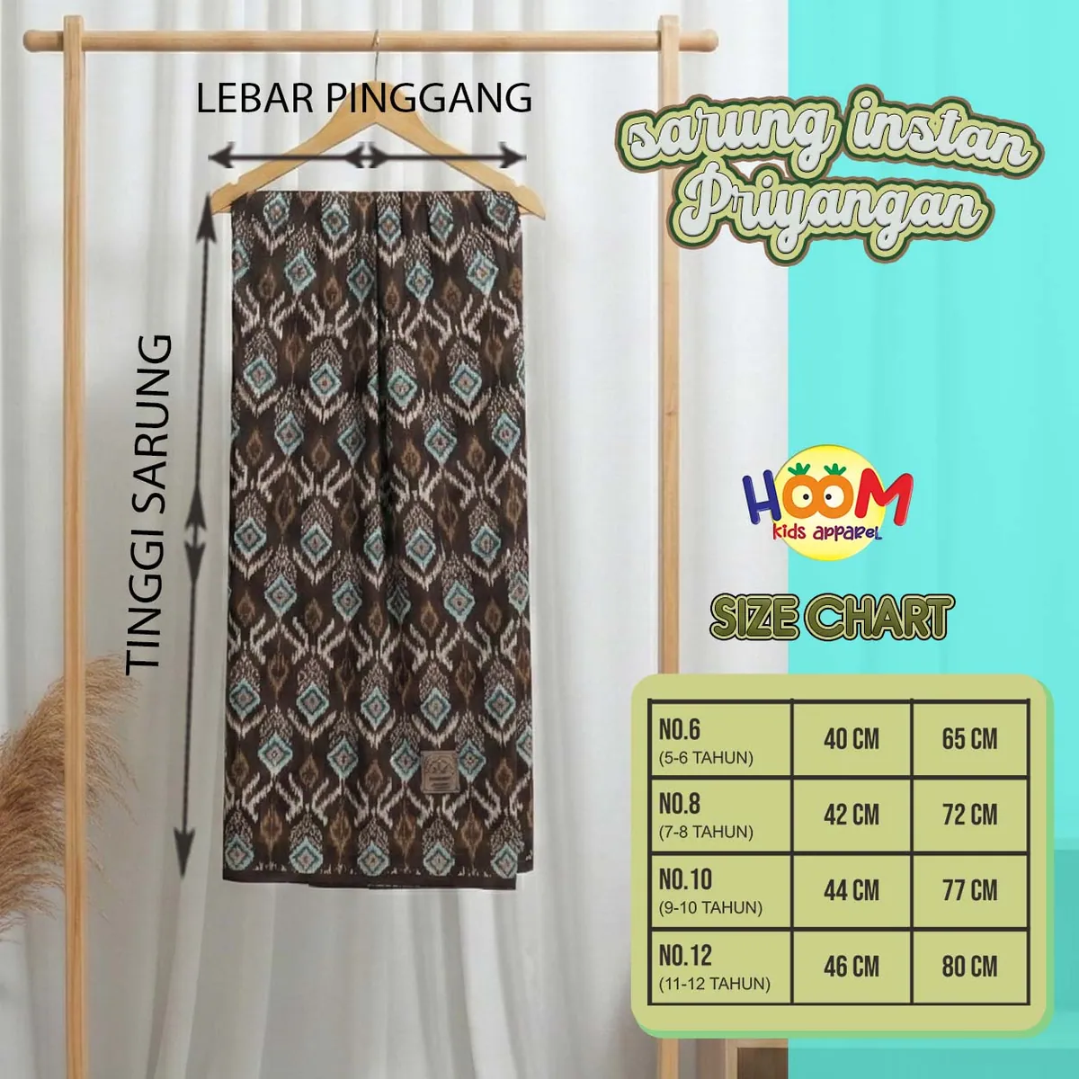 Tabel ukuran Sarung Instan Anak Priyangan — Brown Homeland